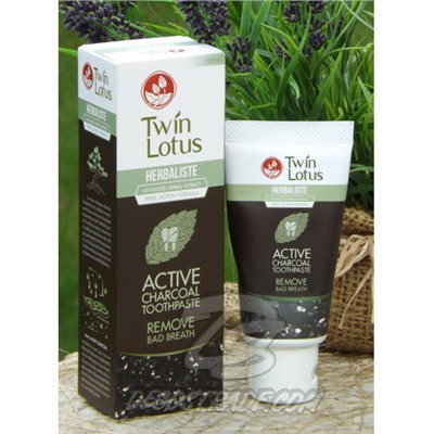 Отбеливающая зубная паста с бамбуковым углем от Twin Lotus, Toothpaste Active Charcoal, 50 гр