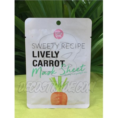 Тканевая маска для сужения пор с Морковью от Cathy Doll, «Sweety Recipe» Lively Carrot Mask Sheet, 25 гр